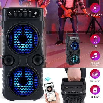 Versatile Outdoor Wireless Speaker; Dual 3 Inches Stereo with Bass Subwoofer, USB Power for Home Parties