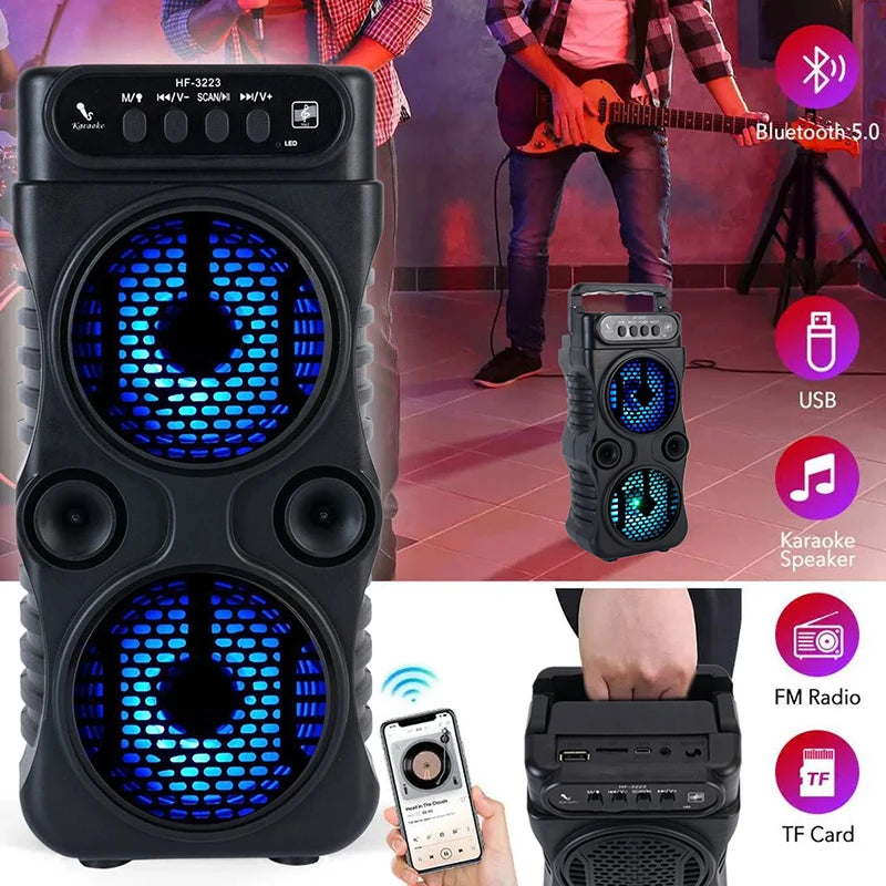 Versatile Outdoor Wireless Speaker; Dual 3 Inches Stereo with Bass Subwoofer, USB Power for Home Parties