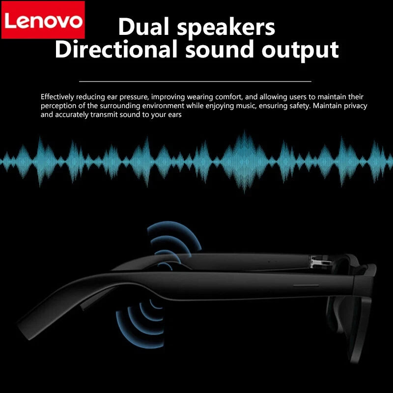 Lenovo AI Smart Glasses Remote Control Touch Photography Voice Assistant Wireless Bluetooth Call Headphone For Men Women Gifts