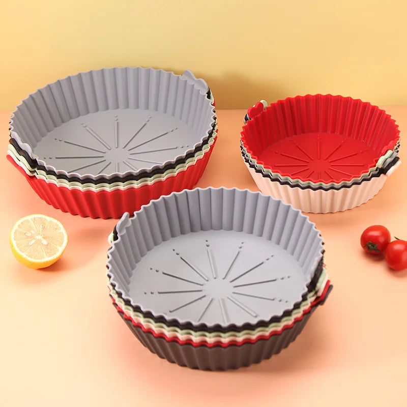 Air Fryer Baking Tray Reusable silicone baking basket Grill Pan food-grade safe non-stick fryers ovens microwave oven