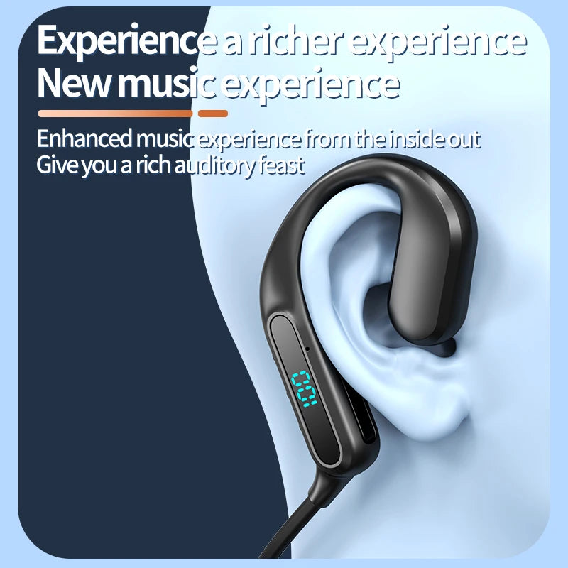 Bluetooth 6.0 Air Conduction Headphone Wireless Waterproof Sports Headset HiFi Stereo Noise Reduction Music Ear Hook Earbuds