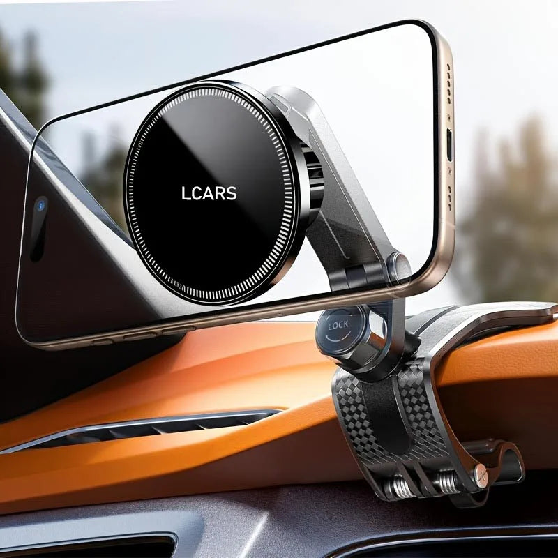 Lcars 360 ° Adjustable Dashboard Phone Holder Base, Equipped with Anti-Slip Silicone Clip and Magnetic Plate, Suitable for All Smartphones, Car Phone Holder Base, Adjustable Phone Holder, Modern Phone Mounting Device, Sturdy