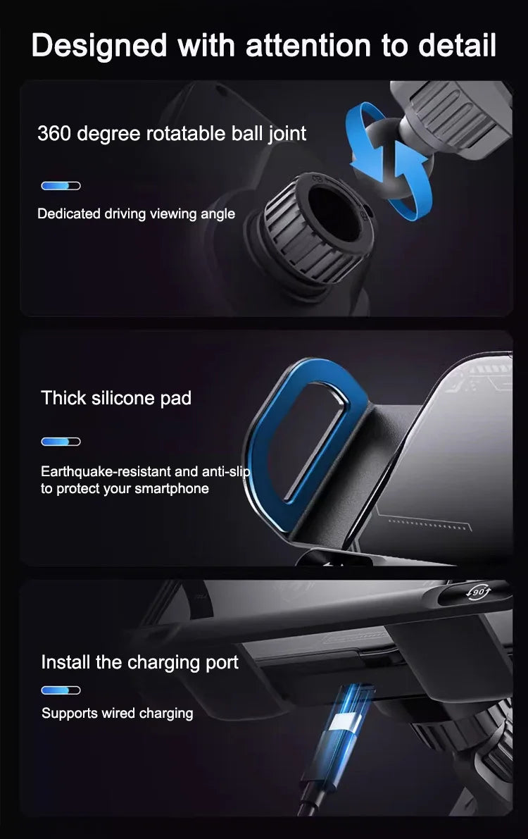 New High Intelligent Mobile Phone/Pad Holder Magnetic Phone Holder for Car Auto Rotating Phone Holder Wireless Car Charger