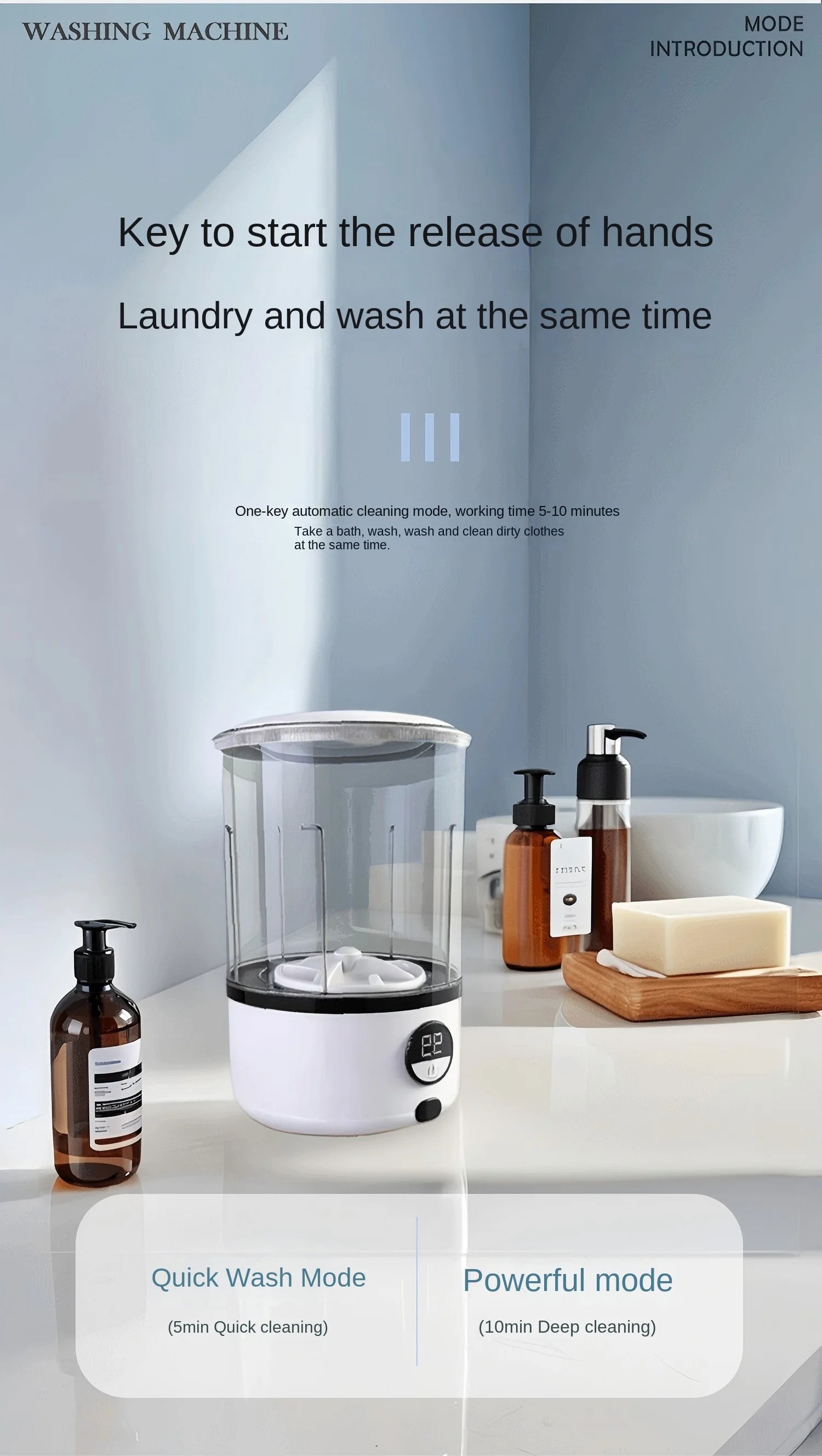A White 2L Mini Washing Machine, 2000Mah, Fully Automatic Portable Turbine Led Washing Cup and Compact for Children's Clothing, Underwear, Panties, and Socks