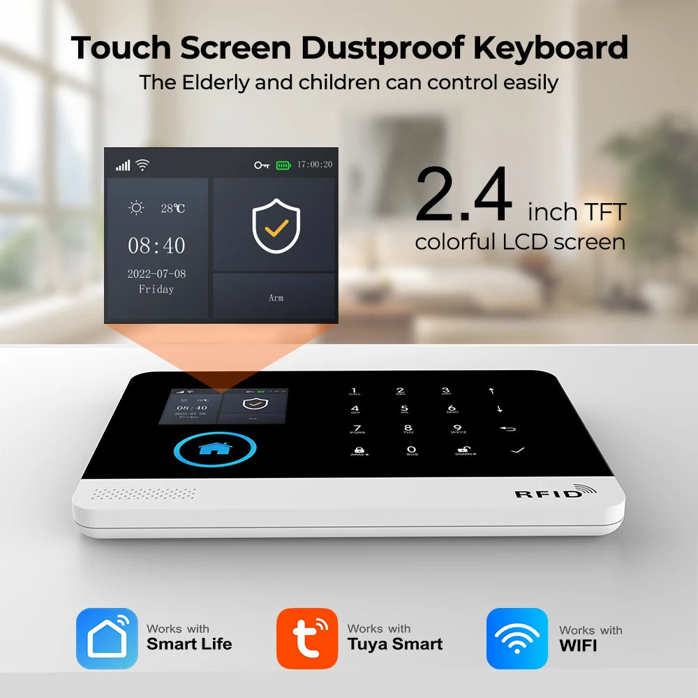 Smart Home WiFi GSM Alarm System for Home with Motion Sensor Wireless Siren Night Vision IP Camera Tuya Support Alexa