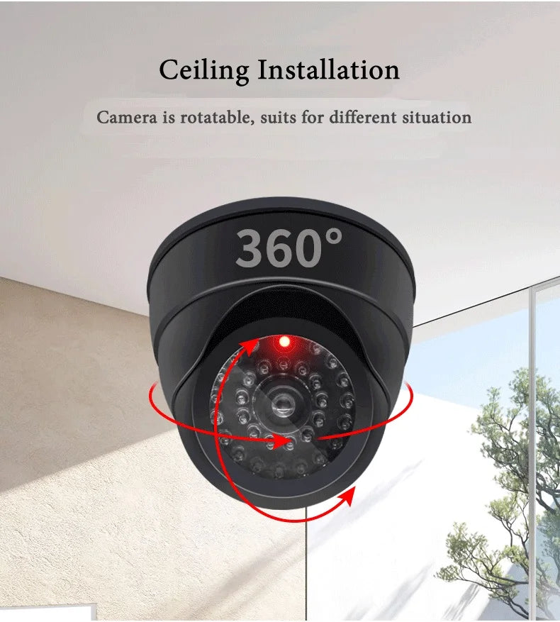 Creative Flashing Led Fake Camera Black Plastic Dome CCTV Dummy Camera Surveillance Security System Power Via AA Battery