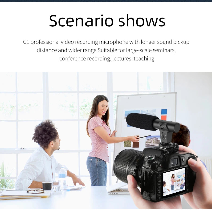 MAMEN Video Recording Microphone with Long Spring Cable Plug and Play for Phone SLR Camera for Vlog Interview Podcast Microfone