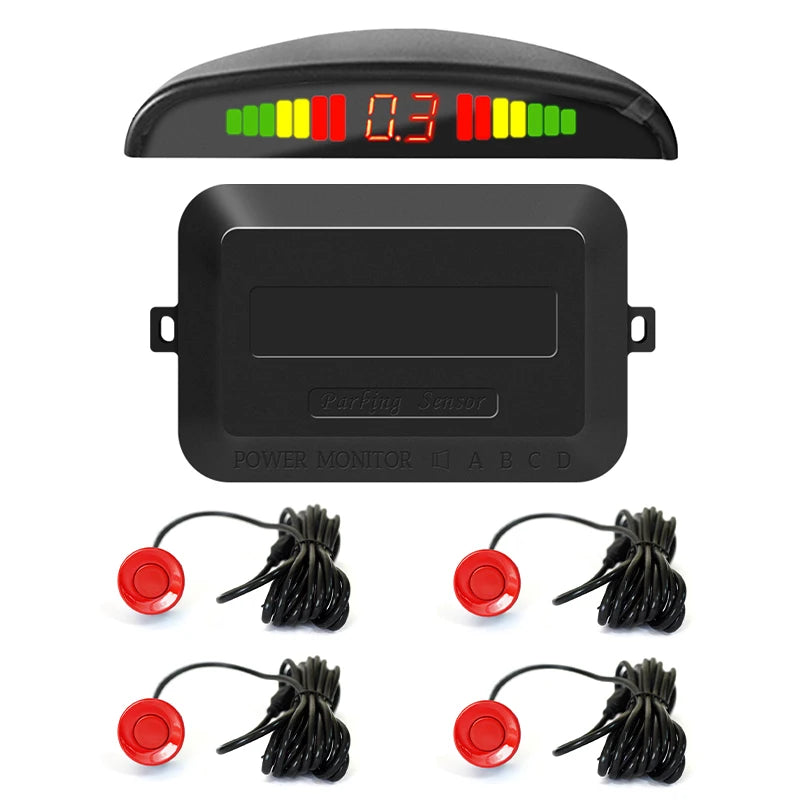 Hippcron 12V Car LED Parking Sensor Parking Kit Display Alarm With 22MM 4 Sensors Backlight Reverse Backup Radar Monitor System