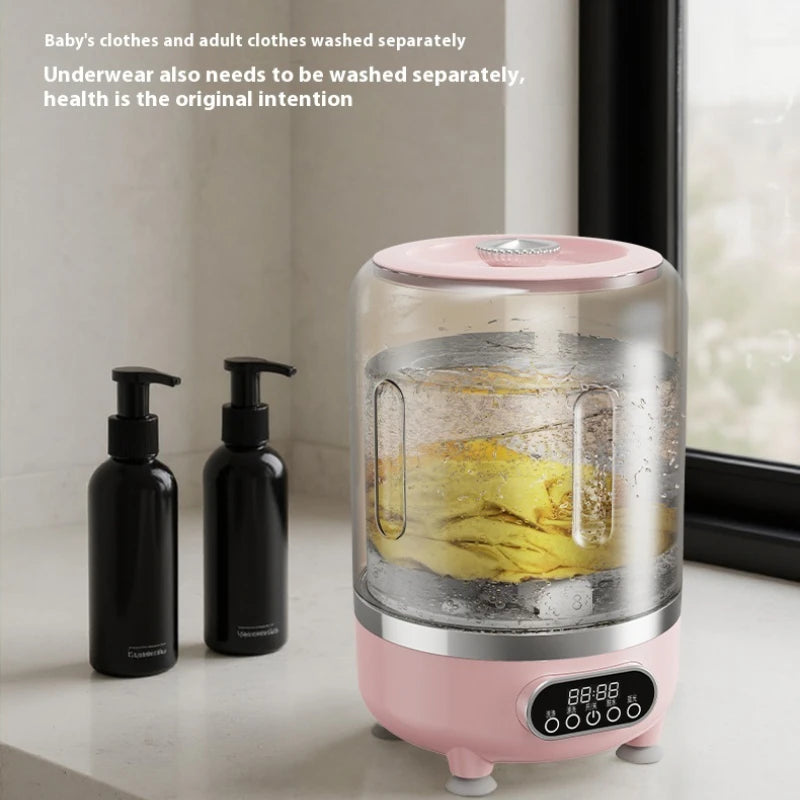 Mini turbo washing machine 3L fully automatic small USB charging portable sock and underwear specific washing machine.