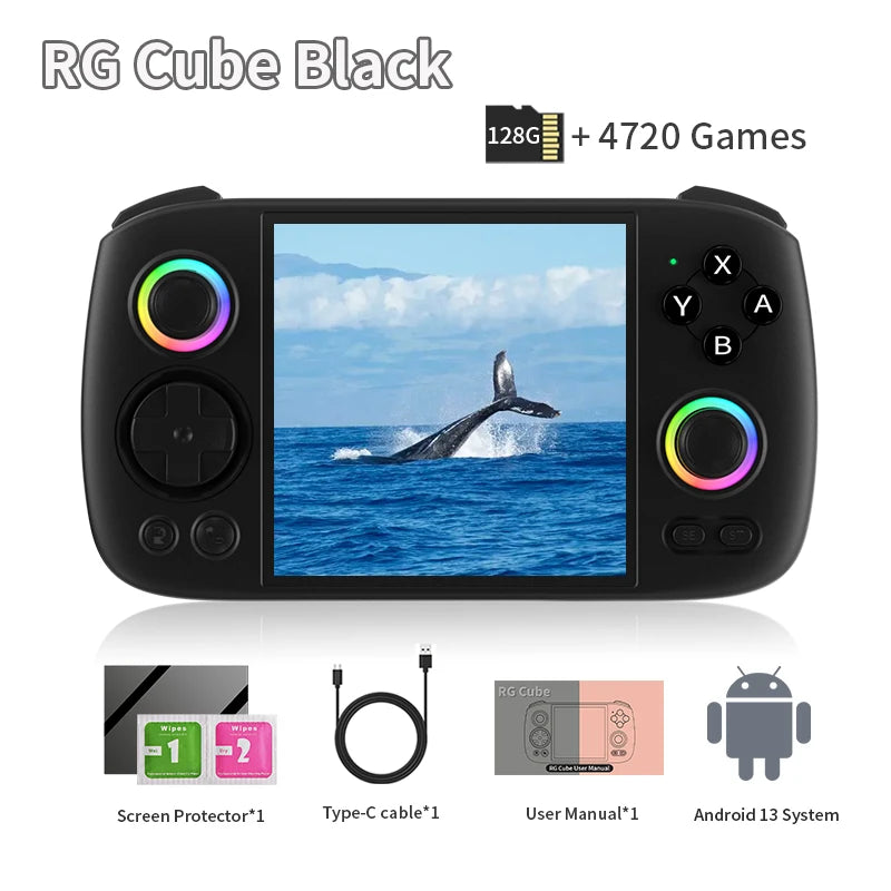 Anbernic RG Cube Handheld Game Console 3.95'' IPS Multi-touch Screen T820 Android 13 RGB Joystick 5200mAh Video Gaming Consoles