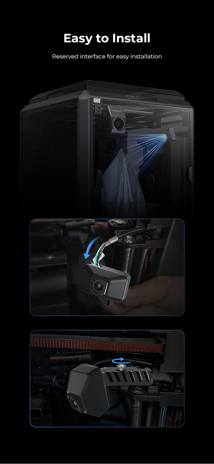Creality K1 Max AI Camera HD Quality Intelligent Assistant Support Real Time Viewing Lapse Filming for K1/K1C/K1 SE 3D Printer