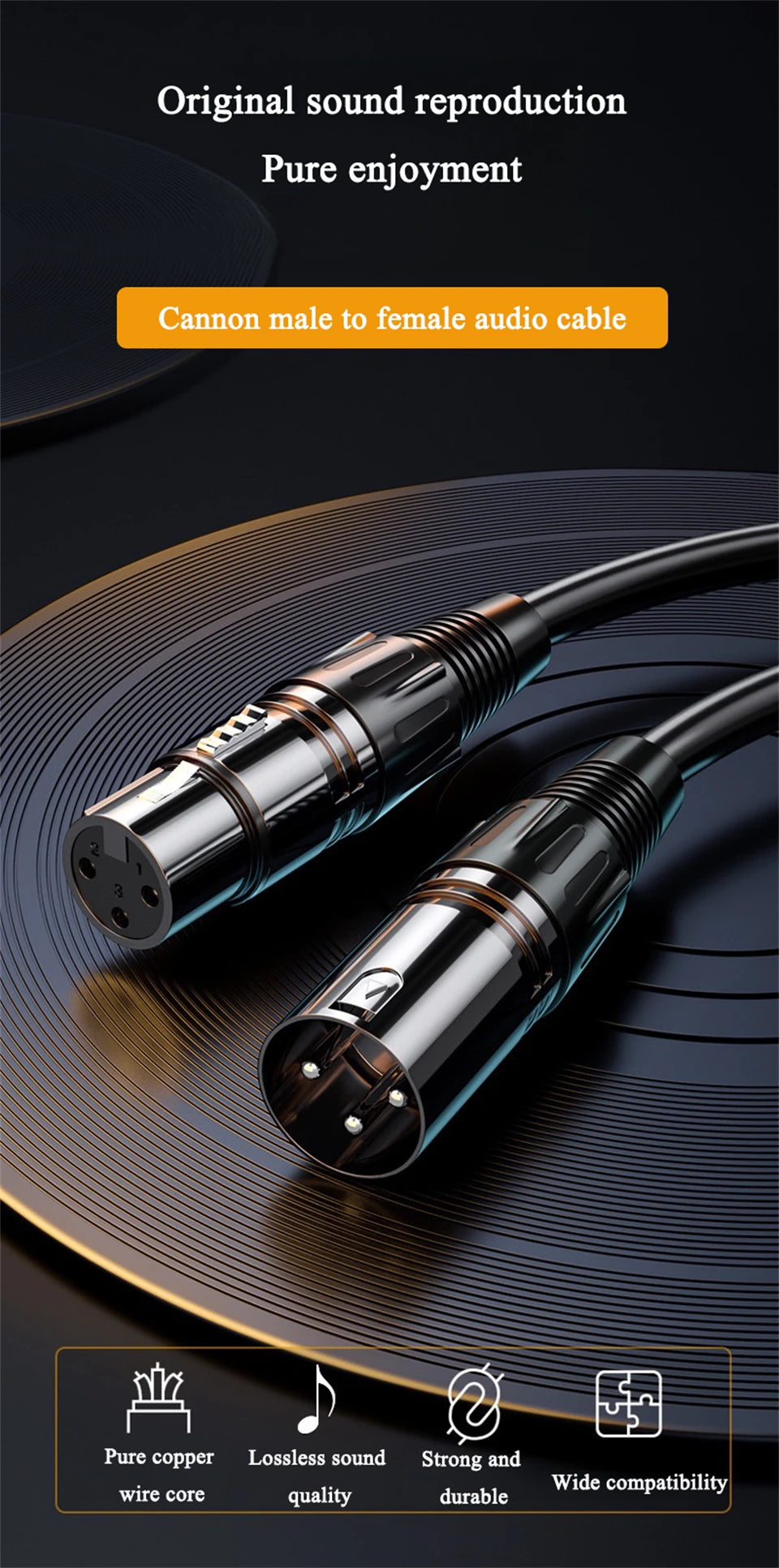 3Pin XLR Cable Audio Cable XLR Male to Female Microphone Extension Cables for Mixer Amplifiers Sound Cannon Balanced XLR Line