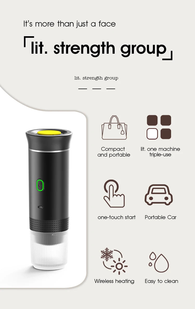Coffee Machine Wireless Electric Coffee Machine Portable Espresso Coffee Machine Maker 3-in-1 Capsule Powder Travel Coffee Maker