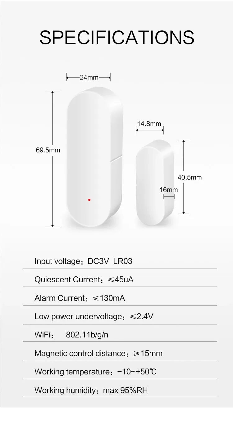 Tuya Smart WiFi Zigbee Door Sensor Smart Home Open Close Detector Smartlife App Control Notification Compatible