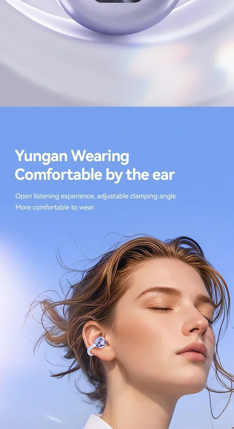 Lenovo Clip-on Wireless Bluetooth Earbuds, Type-C USB Charging, Suitable for Sports, Running, and Gaming, Open Design.