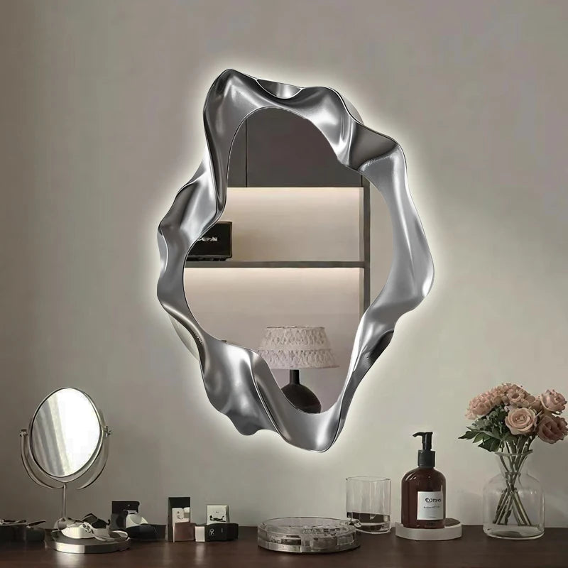 Irregular Universal Mirror Sensor Bathroom Classic Luxury Living Room Wall Art Decoration Vanity Wood Espejos Para Pared Miroir