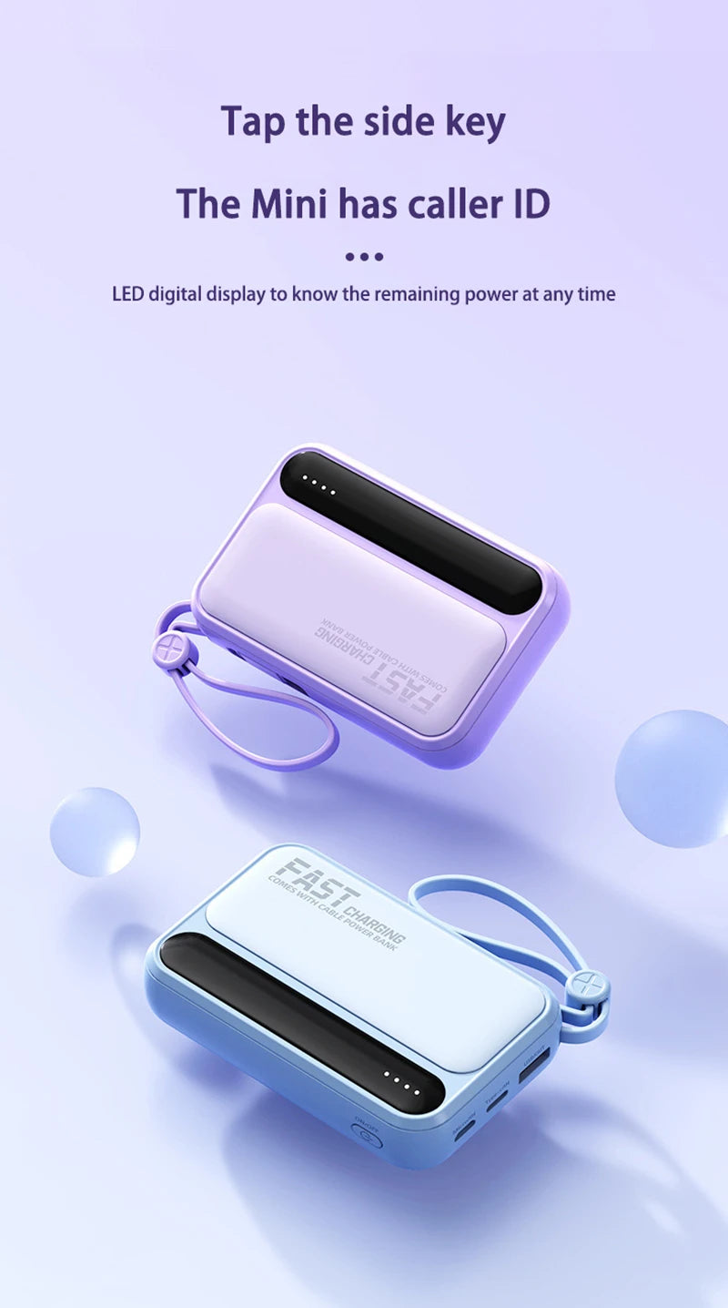 50000mAh Large Capacity Power Bank 4 In 1 Cables Intelligent Digital Display Laser Light  USB Fast Charging External Battery