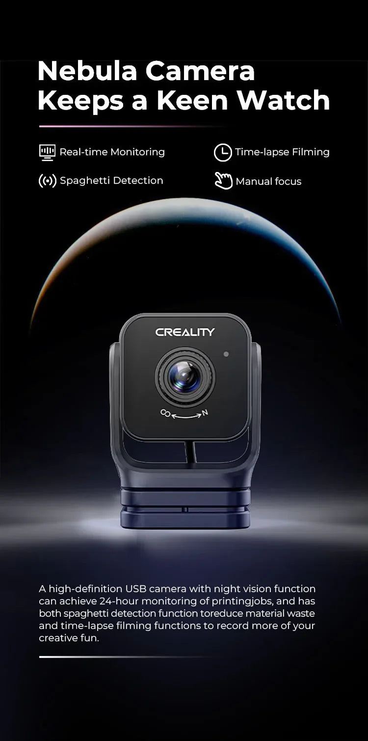Creality Nebula Camera High-definition USB Camera with Time-lapse Filming Night Vision Function for Ender 3 V3 KE/Halot Mage Pro