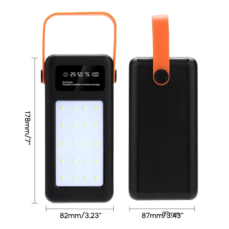 DIY Power Bank Case 18650x21 PD QC4.0 3.0 22.5W Fast Charge Battery Storage Box with Micro Type-c Charging Cable Camping Light