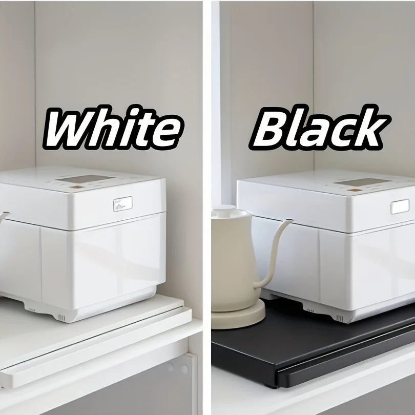 Modern Metal Utility Rack with Pull-Out Shelves & Drawers – Versatile Microwave Stand for Oven, Cookware and Tabletop Storage