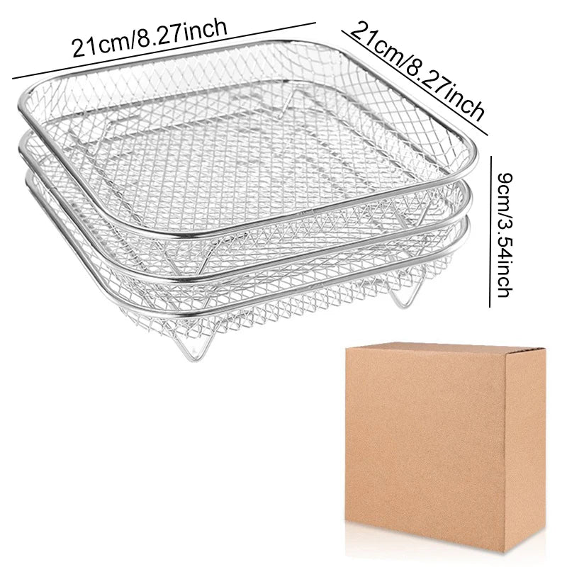 Air Fryer Universal Accessories Metal Oven Air Fryer Racks For Baking Stackable Grill Skewer Rack Fit All Airfryer 4.2Qt - 5.8Qt