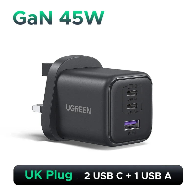 UGREEN 45W GaN Charger PD3.0 PPS QC3.0 Quick Charge For Samsung S25 S24 Ultra iPhone 17 16 15 Pro iPad Tablet USB C Fast Chager