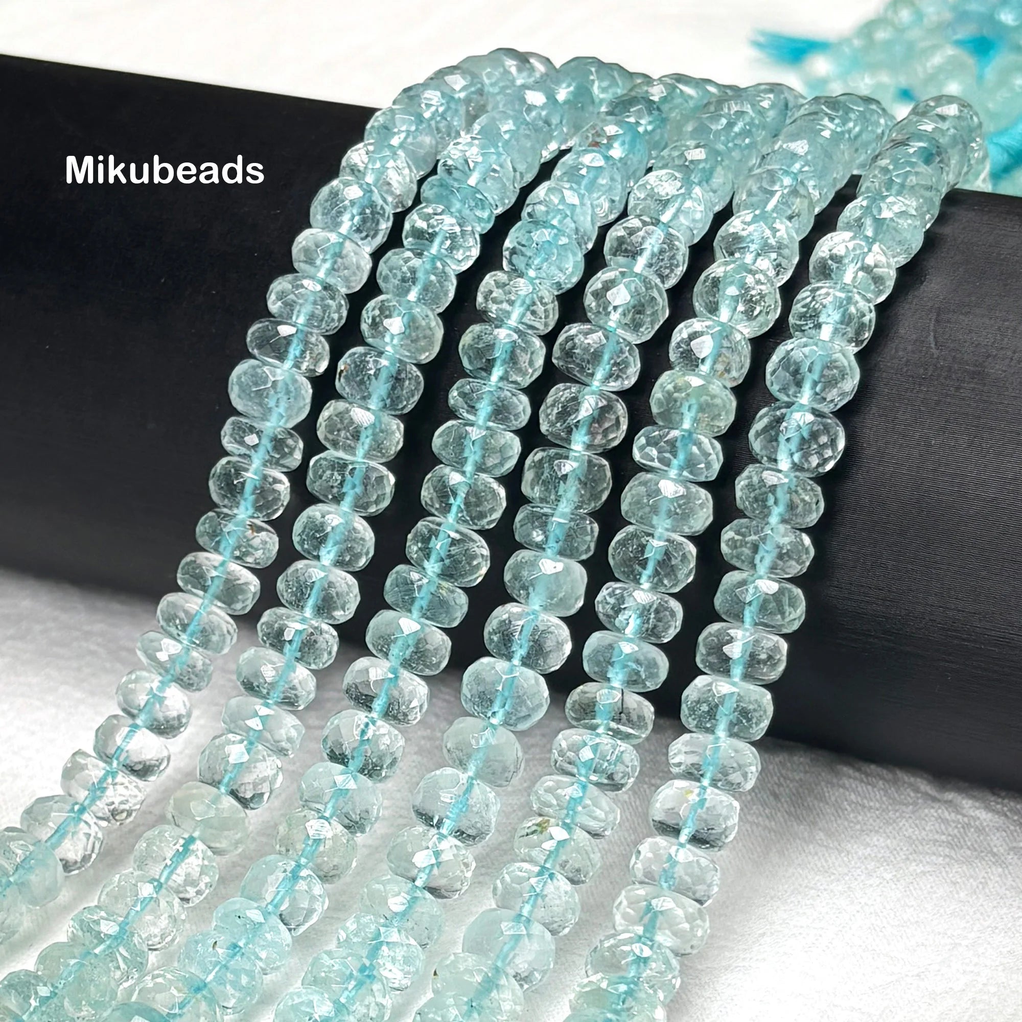 Wholesale Natural 4-9mm Blue Topaz Faceted Rondelle Round Loose Beads For Making Jewelry DIY Necklace Bracelet Mikubeads