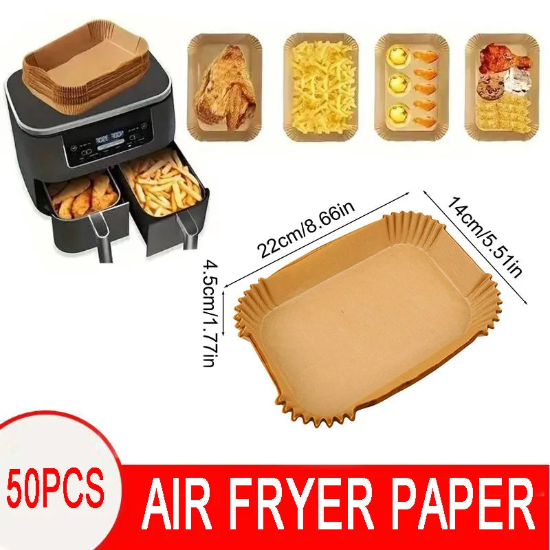 Air Fryer Disposable Paper Air Fryer Accessories Square Round Oil-proof Liner Non-Stick Mat for Kitchen Oven Baking