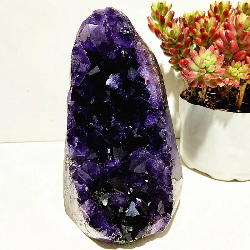 High Quality Uruguay Amethyst Stone Geode Quartz Crystal Cluster display amethyste pierre naturelle Healing Home Room decoration