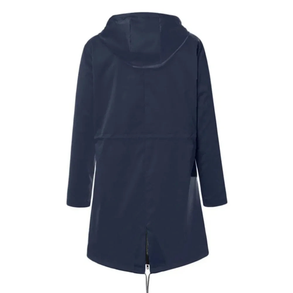 Waterproof Raincoat Casual Basic Outdoors Trench Lightweight Drawstring Jackets Hiking Clothes for Women Womens