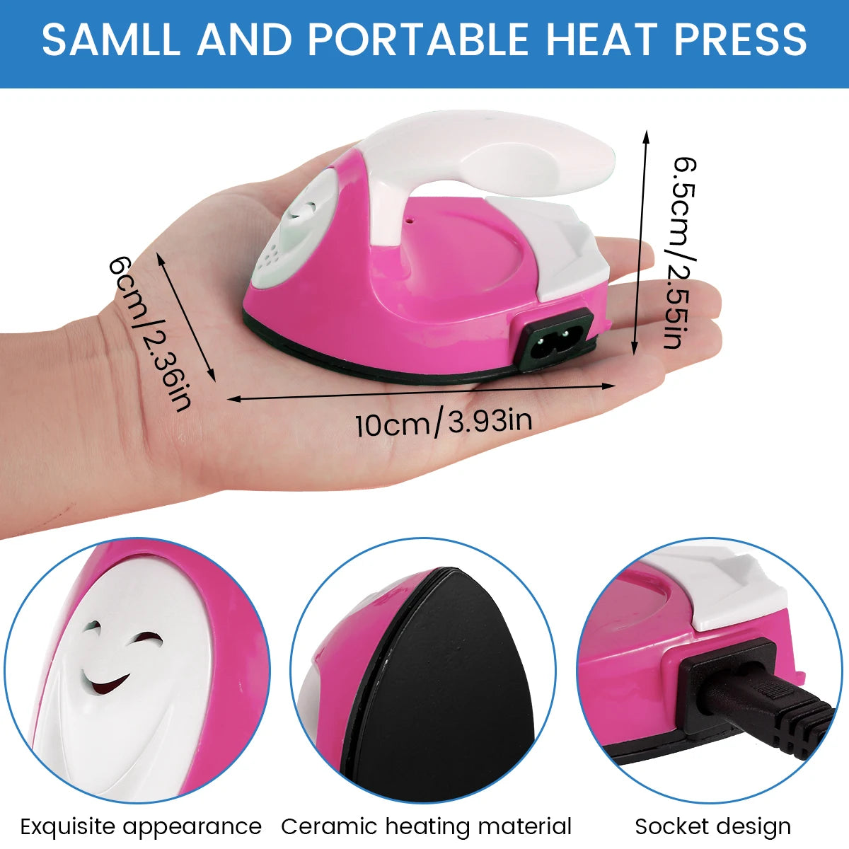 Mini Craft Iron Electric Iron Portable Handy Heat Press with Silicone Heat Insulation Pad Small Iron For Ironing Clothes Laundry