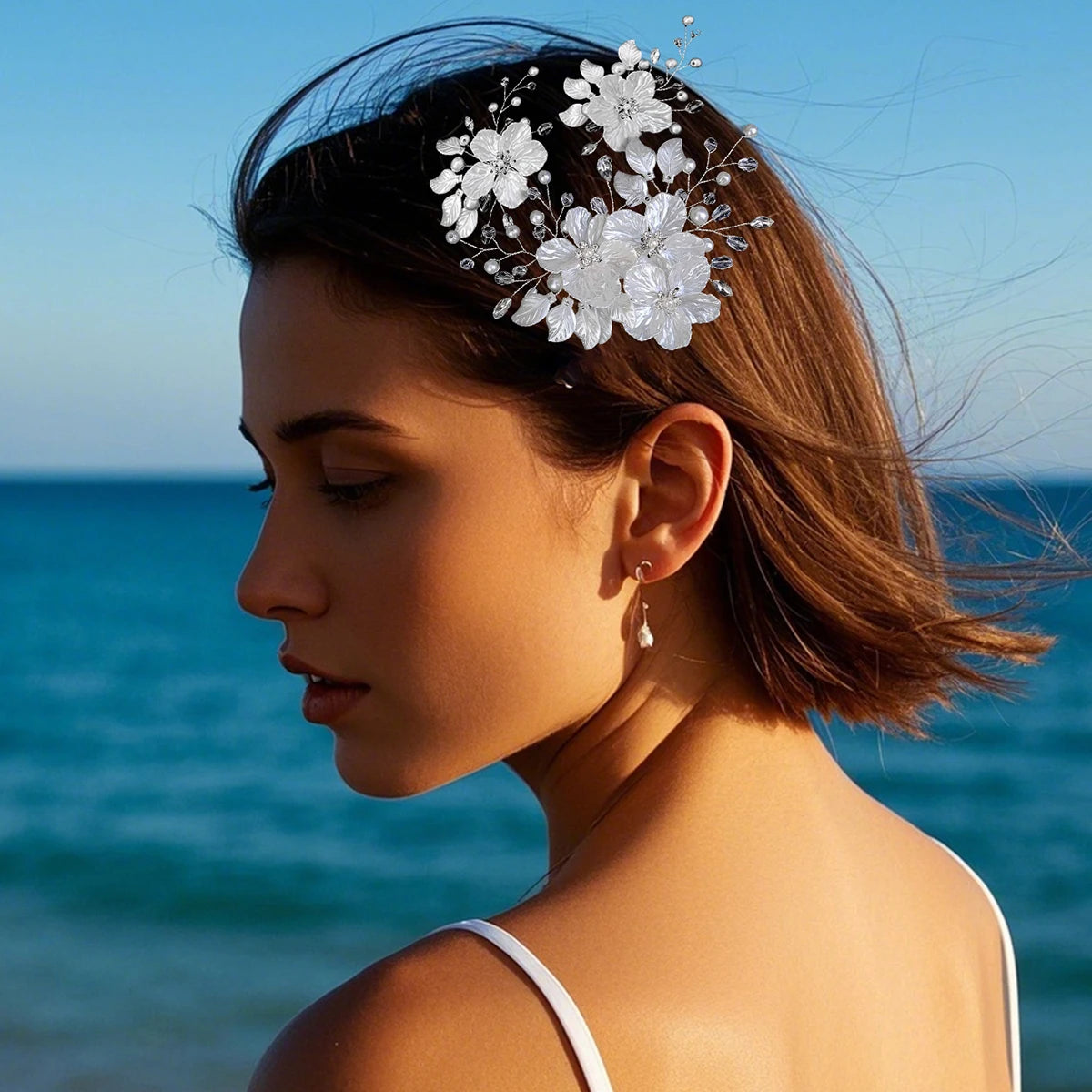 3pc Luxury Acrylic Flower Hair Clip & Pin Set Bridal Wedding Exquisite Jewelry Hair Accessories Handmade Pearl HairClip For Girl