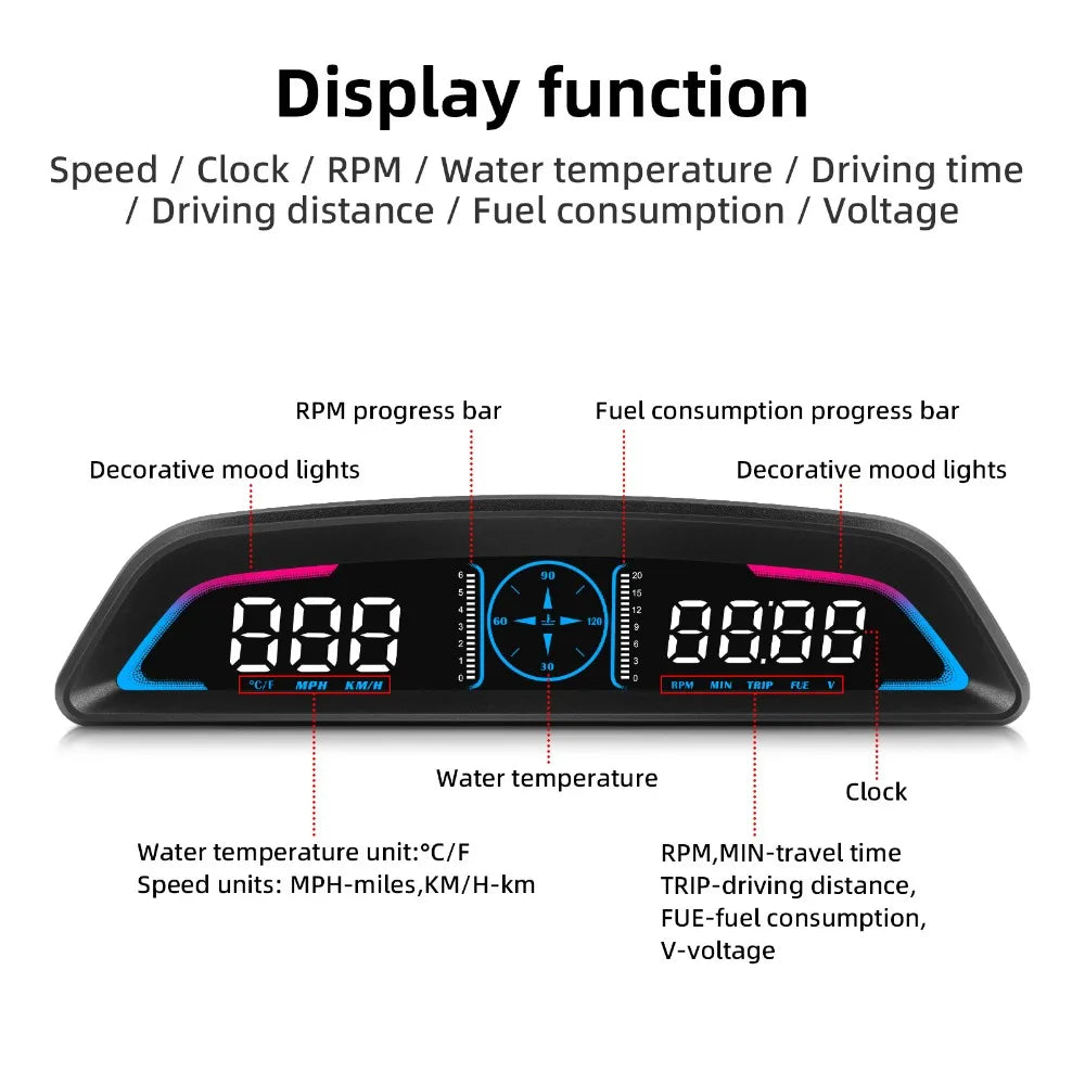 Car OBD/GPS B3 G3 Head Up Display Digital Speedometer Multifunctional HUD Display With Alarm Function Car Auto Accessories