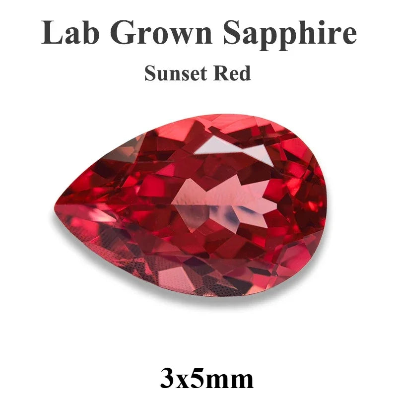 Lab Grown Sapphire Pear Cut Multiple Colors Available VVS1 Gemstone DIY Jewelry Making Materials with Selectable Certificate