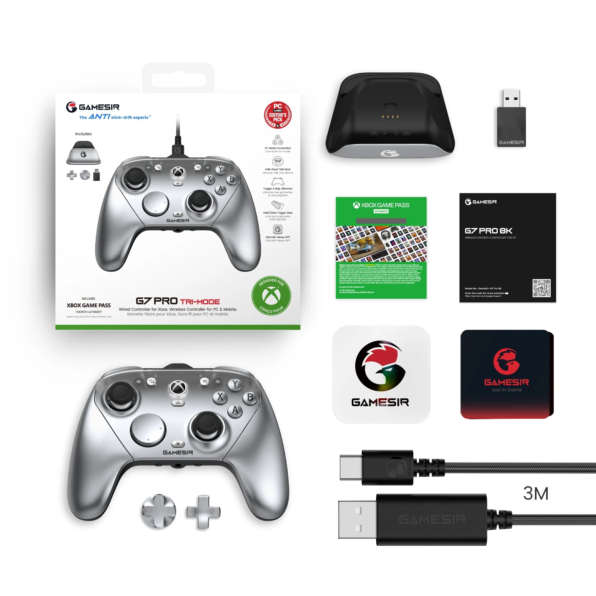 GameSir G7 Pro Xbox Series X|S Gaming Controller - TMR Sticks, Hall Effect Triggers, 1000Hz Polling, Smart Charging Station