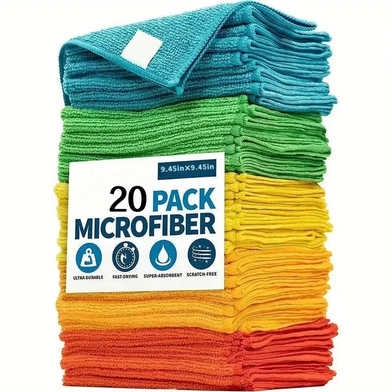 A Set of 20/50Pcs Cleaning Cloth Set in Random Colors, Multi-Functional and Absorbent, for Home, Kitchen, Living Room, Bedroom, Bathroom, and Furniture Stain Removal, Glass Cleaning, Microfiber Cleaning Cloth for Both Dry and