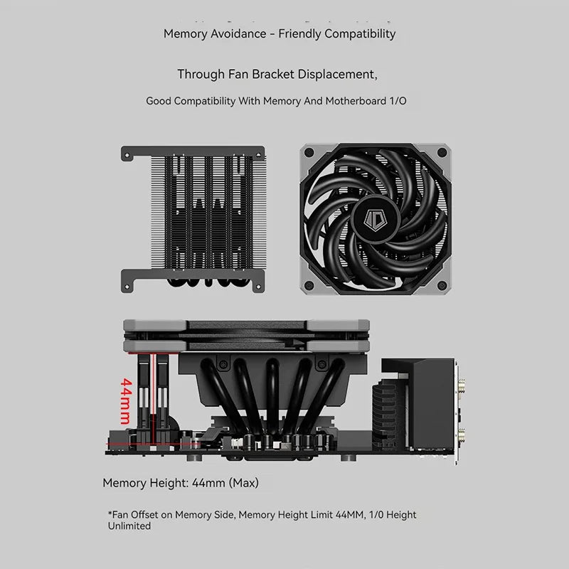 ID-COOLING IS-50X 5 Heat Pipes ITX Air Cooling CPU Processor Cooler 4Pin PWM 12015 Fan For Intel LGA 1700 1200 AM4 AM5 Radiator