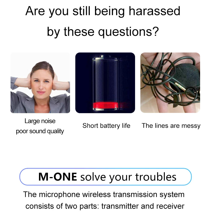 M-ONE UHF Microphones DSP Wired To Wireless System XLR Transmitter Receiver Signal Adapter For Dynamic 48v Condenser Microphone