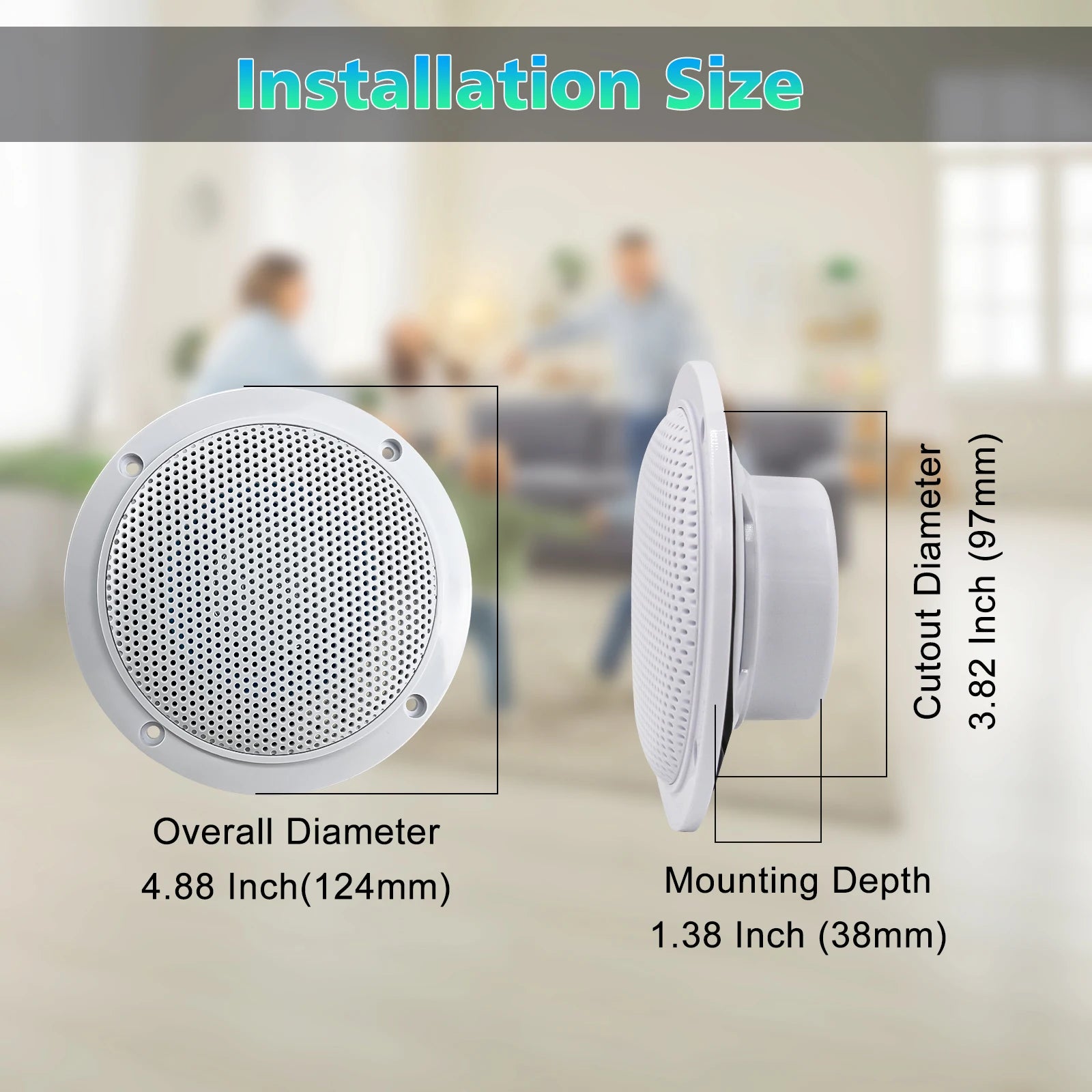 STUDIOFINIX 2PCS 4" Waterproof Ceiling Bluetooth Speakers - 160W Marine Speaker Kit for Bathroom Kitchen Home Outdoor Camper
