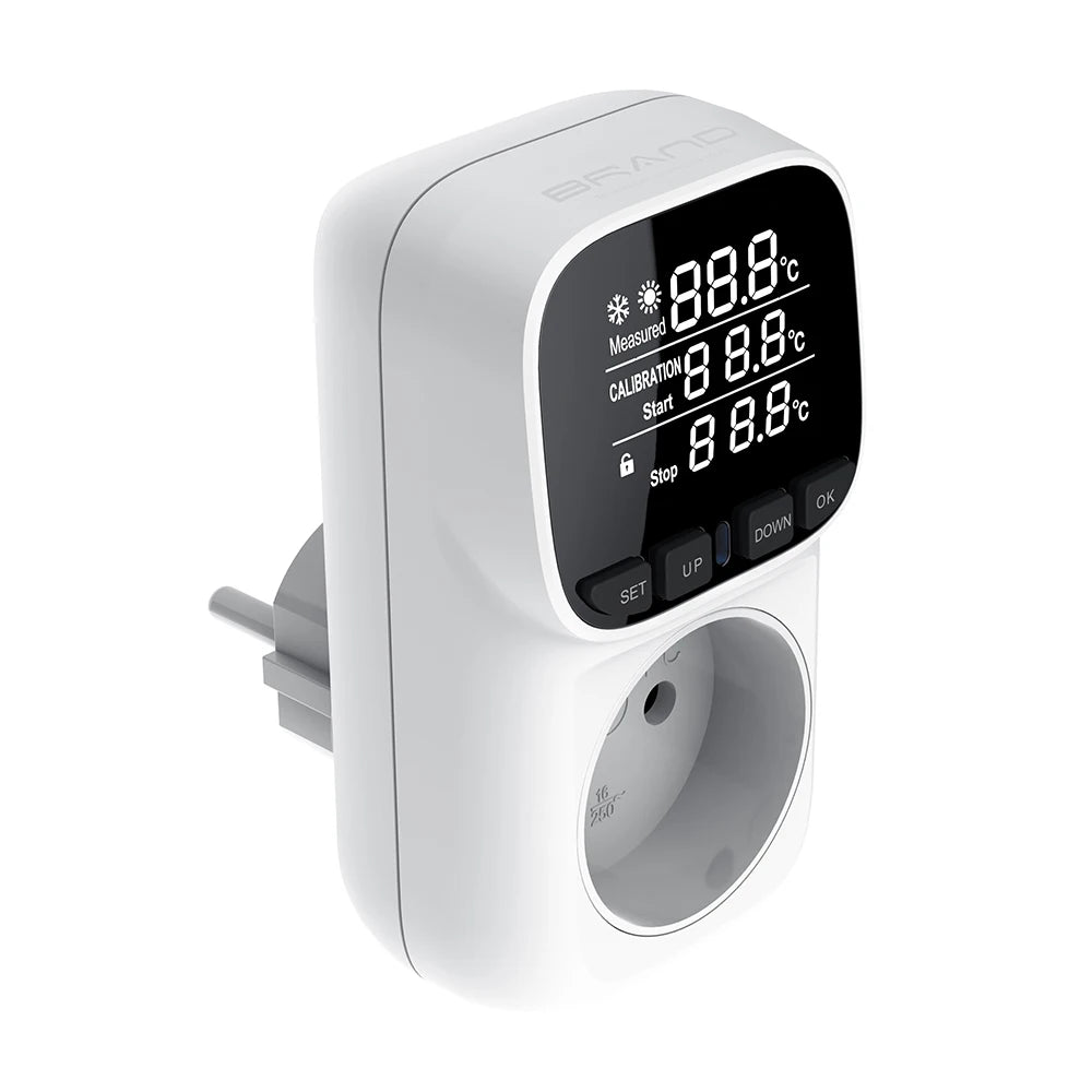 16A Thermostat Socket Multi-Function Temperature Controller Outlet with Timer Switch Sensor Probe Heating Cooling Switch