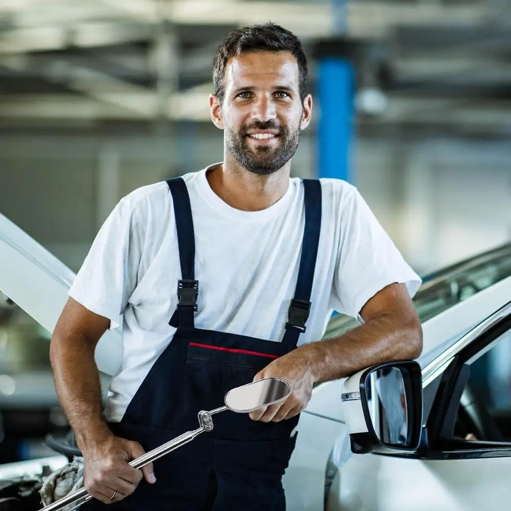 Automobile Repair Inspection Mirror Telescopic Mirror 360-Degree Rotating with LED Light Folding Elliptical Retractable Mirror