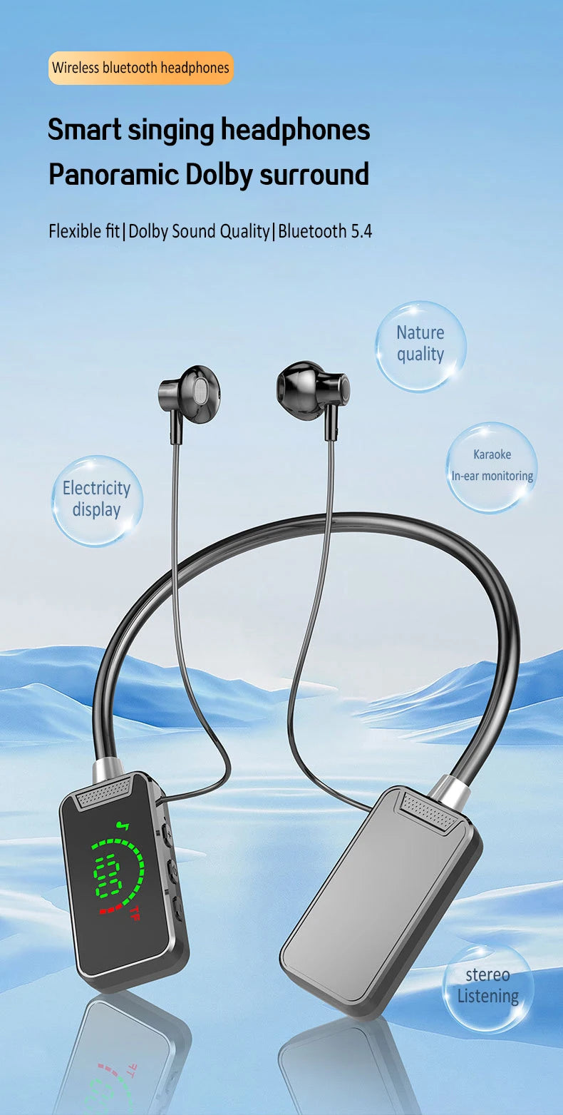 Bluetooth Wireless Headphones Bluetooth Neckband Earphones LED Display Hifi 9D Stereo Sports Headset Long PlayTime Handsfree