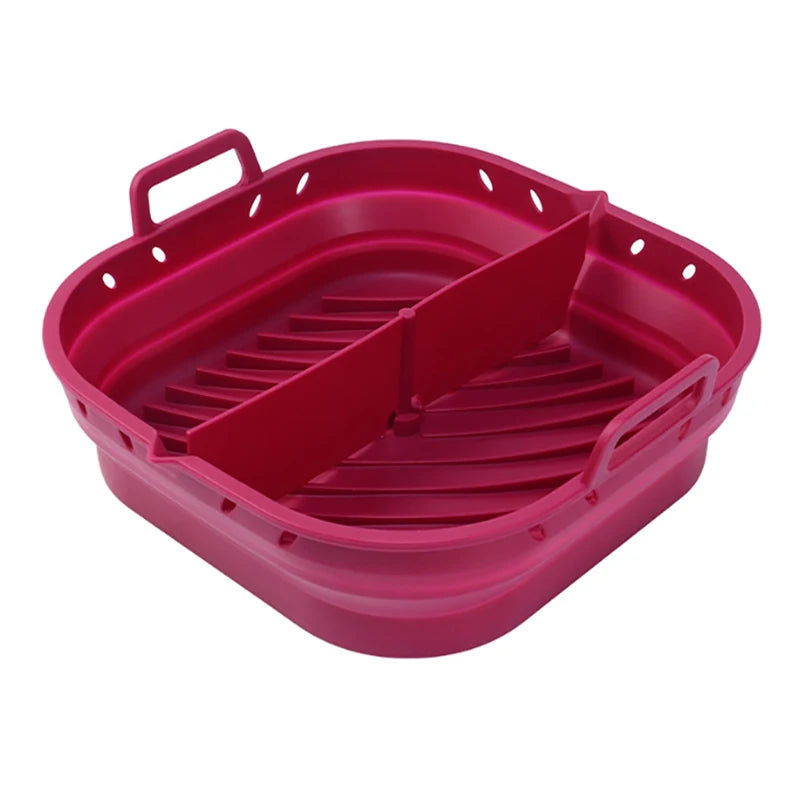 Square Silicone Air Fryer Liners Reusable Silicone Basket Easy to Clean Air Fryers Pot for 5.8 to 8 Qt Air Fryer Baking Tray