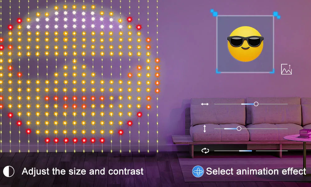 Smart LED Curtain Light APP Control RGB Dimmable DIY Pattern Music Valentine's Day Lighting for Home Holiday Party Decor