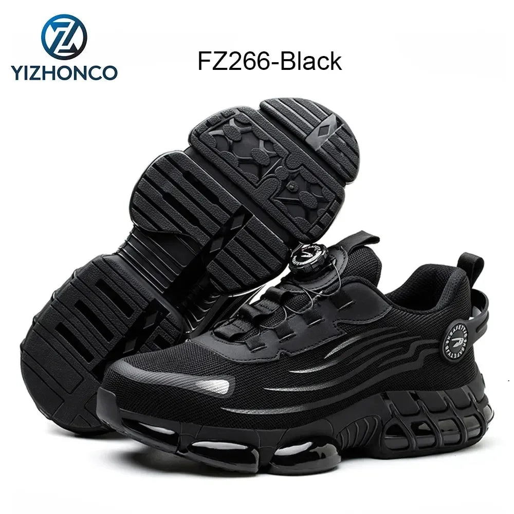 YIZHONCO Safety Shoes Man Waterproof Leather Upper Steel Toe Anti Slip Oil Resistant Breathable Anti Odor Safety Shoes Man