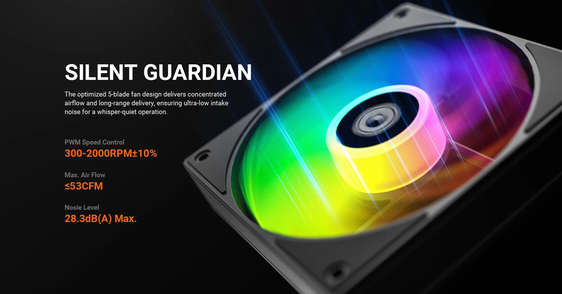 ID-COOLING AS-120-K 120mm High Performance Computer Cooling Fans,Fan Speeds：300- 2000 RPM,Hydraulic Bearing Quiet Long lifespan