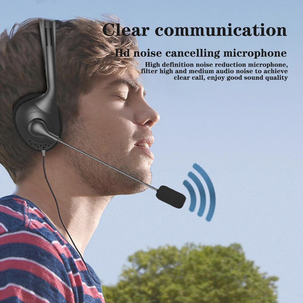 Universal Call Center Headphones 3.5mm Wired Gaming Business Single-Sided Headset with Mic Telephone Operator Earphones