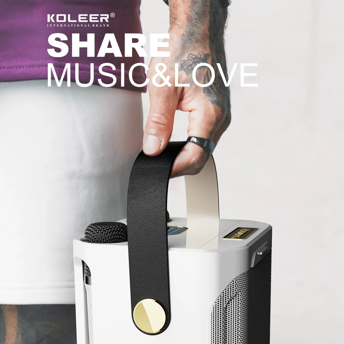 High Power Karaoke Bluetooth Speaker Portable 360 Stereo Surround Waterproof Wireless Subwoofer with 2 Mic Boombox music player