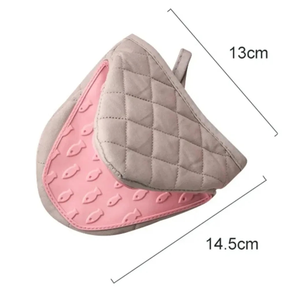 Short Kitchen Anti  Oven Mitts, Heat Resistant Silicone Kitchen Mini Oven Mitts for 500 Degrees, Non-Slip Grip Surfaces