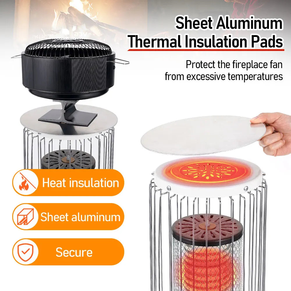 5 Blades Stove Fan Heat Powered Round Log Wood Fireplace Fan Burner Quiet Free-standing Home Warmer Efficient Heat Distribution